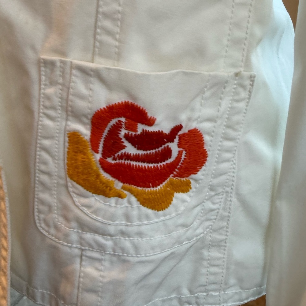 Johnny Was Embroidered White BlazerJacket Flower Los Angeles Designer READ - Picture 4 of 16